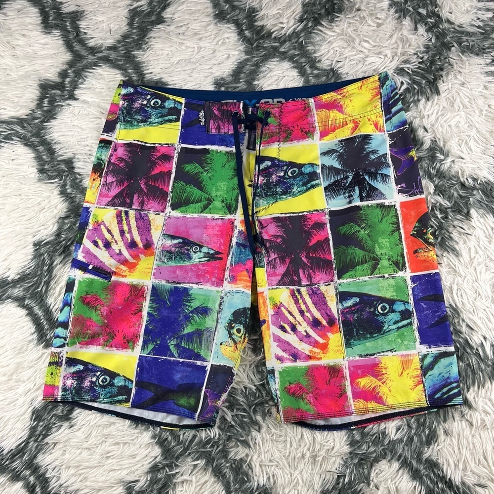 Salt life Men’s Multi-color Board Shorts SLX-QD Vapor Stretch Size 34